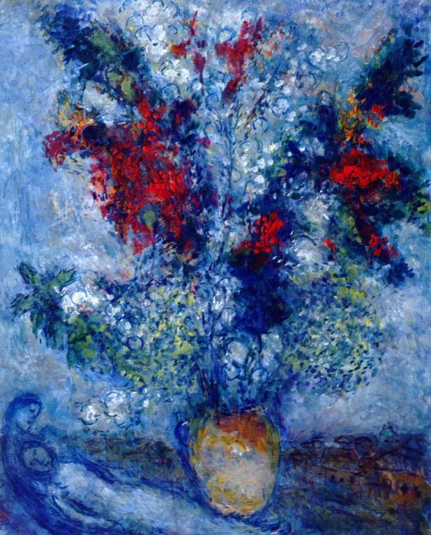 Blumenstrauß zeitgenössisch Marc Chagall Ölgemälde